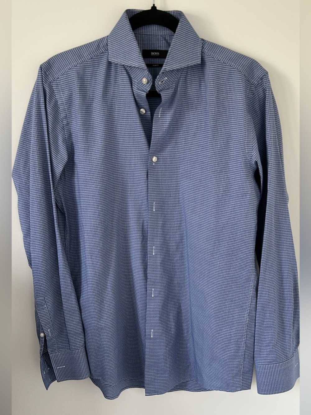 Hugo Boss Blue Micro-Check Dress Shirt